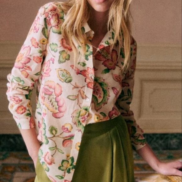 Sézane Pierro Shirt in Aria Floral Abstract Print Size 34/US 2 - Picture 1 of 5